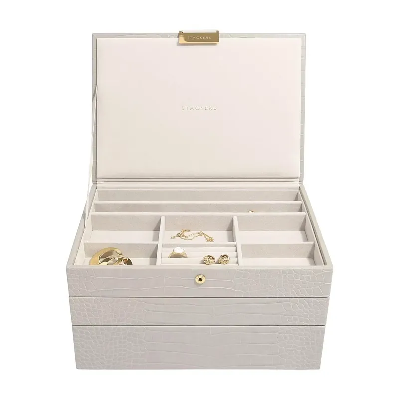 Pudełko na biżuterię, potrójne (szare) Putty Croc Classic Stackers Wyjątkowa oferta