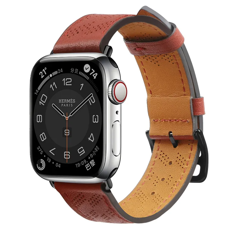 HURTEL ® Pasek Skórzany Do Apple Watch 38 40 41 Czerwony Hurtownia Wyprzedaż