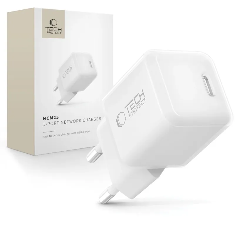 Nowość Tech-Protect ® Ładowarka Sieciowa Ncm25 Usb-C Pd 25W Biała Hurtownia