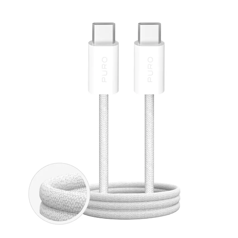 Dodaj do koszyka PURO ® Kabel Przewód Usb-C W Oplocie Fabrik 4 100W 2M Biały Hurtownia Dropshippi
