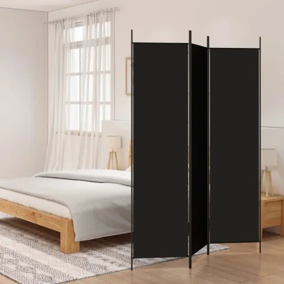 Tylko dziś VidaXL Parawan 3-panelowy, czarny, 150x200 cm, tkanina - Hurtownia wielobranżowa Lumarko