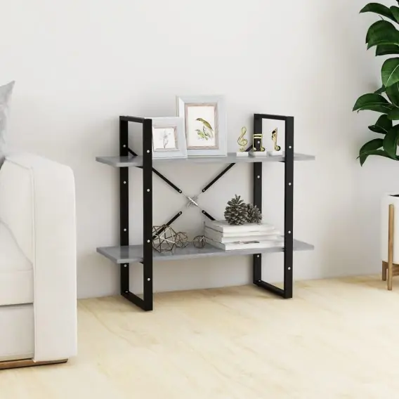 2-poziomowy regał na książki, szarość betonu, 80x30x70 cm Lumarko! - Hurtownia wielobranżowa Lumarko Najlepsza cena