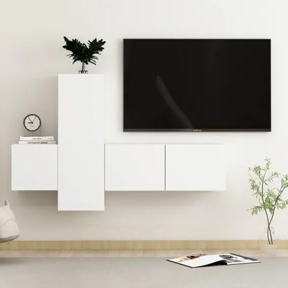 3-cz. zestaw szafek TV, biały, płyta wiórowa Lumarko! - Hurtownia wielobranżowa Lumarko Cena promocyjna
