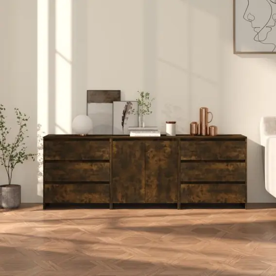 Oferta czasowa 3-częściowy kredens, dąb wędzony, materiał drewnopochodny Lumarko! - Hurtownia wielobranżowa Lumarko