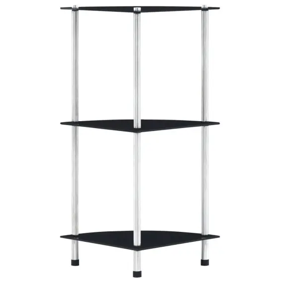 Oferta czasowa 3-poziomowa półka, czarna, 30x30x67 cm, szkło hartowane Lumarko! - Hurtownia wielobranżowa Lumarko