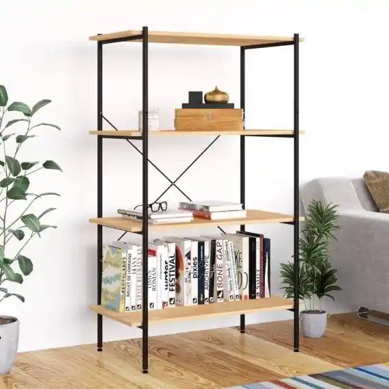 4-poziomowy regał, czarno-dębowy, 80x40x130 cm Lumarko! - Hurtownia wielobranżowa Lumarko Tylko do końca tygodnia