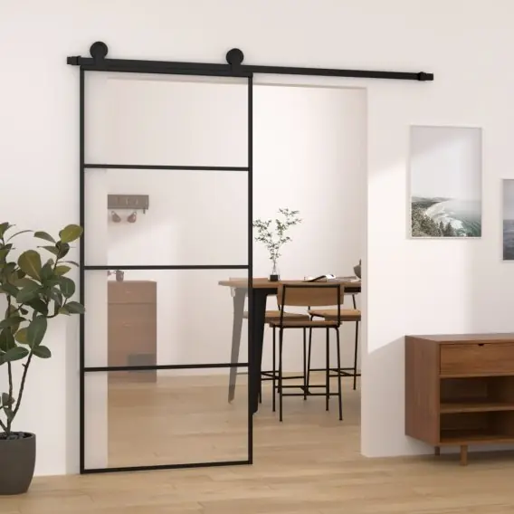 Do wyczerpania zapasów Drzwi przesuwne z osprzętem, 90x205 cm, szkło ESG i aluminium Lumarko! - Hurtownia wielobranżowa Lumarko
