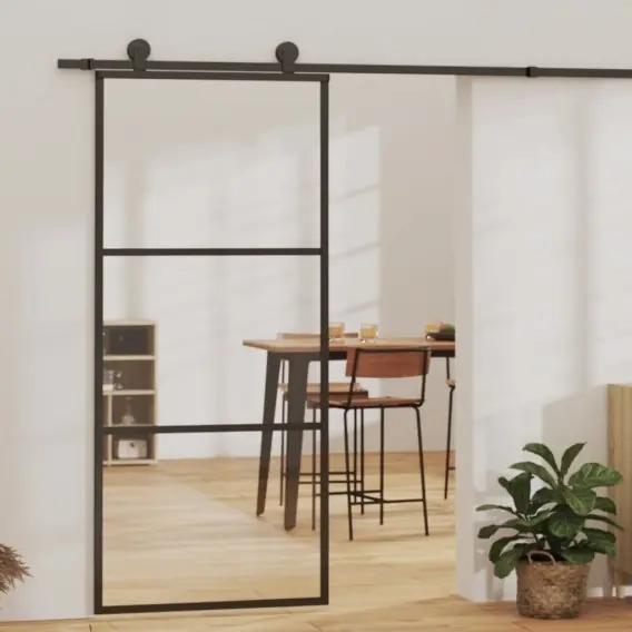 Zamów dziś Drzwi przesuwne z osprzętem, szkło ESG i aluminium, 90x205 cm Lumarko! - Hurtownia wielobranżowa Lumarko