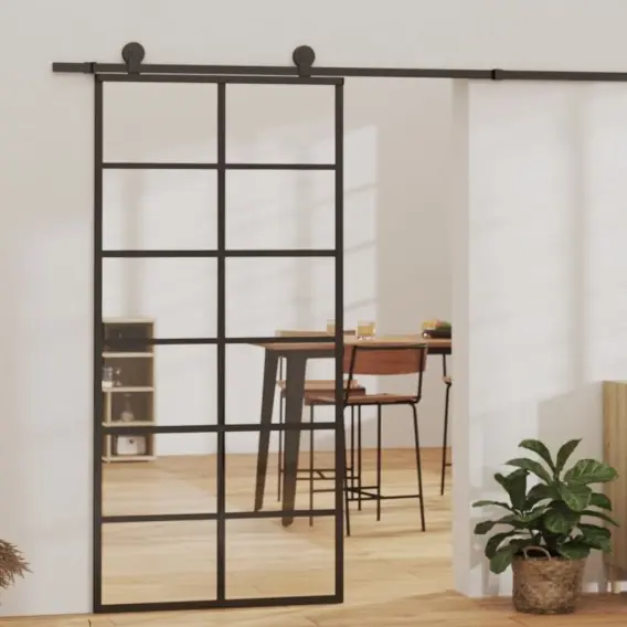 Premium Drzwi przesuwne z osprzętem, szkło ESG i aluminium, 90x205 cm Lumarko! - Hurtownia wielobranżowa Lumarko