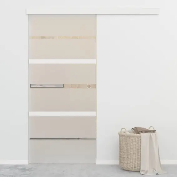 Drzwi przesuwne, szkło ESG i aluminium, 90x205 cm, srebrne Lumarko! - Hurtownia wielobranżowa Lumarko Tani