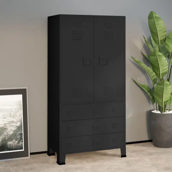 Industrialna szafa, czarna, 90x50x180 cm, metalowa Lumarko! - Hurtownia wielobranżowa Lumarko Ostatnie sztuki