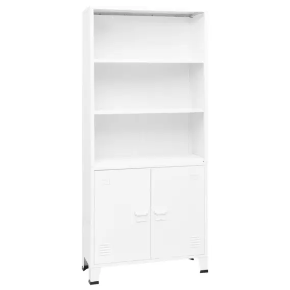 Ekspresowa dostawa Industrialny regał na książki, biały, 80x32x180 cm, stal Lumarko! - Hurtownia wielobranżowa Lumarko