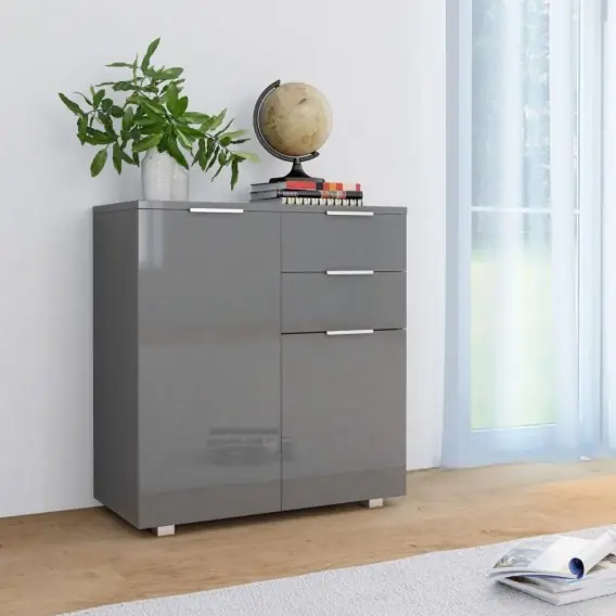 Komoda na wysoki połysk, szara, 71 x 35 x 76 cm, płyta wiórowa Lumarko! - Hurtownia wielobranżowa Lumarko Bezpieczne zakupy