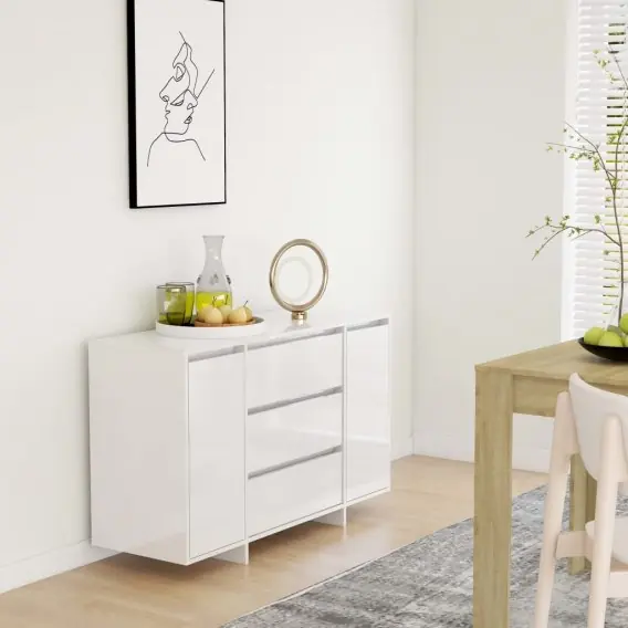 Komoda z 3 szufladami, biała na wysoki połysk, 120x41x75 cm Lumarko! - Hurtownia wielobranżowa Lumarko Ekspresowa dostawa