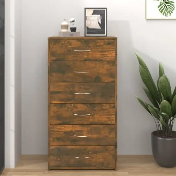 Komoda z 6 szufladami, przydymiony dąb, 50x34x96 cm Lumarko! - Hurtownia wielobranżowa Lumarko Wysoka jakość