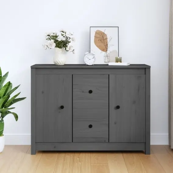 Kup online Komoda, szara, 100x35x74 cm, lite drewno sosnowe Lumarko! - Hurtownia wielobranżowa Lumarko