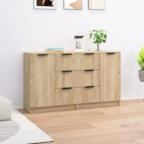 Komody, 2 szt, dąb sonoma, 60x30x70 cm, materiał drewnopochodny Lumarko! - Hurtownia wielobranżowa Lumarko Nowość