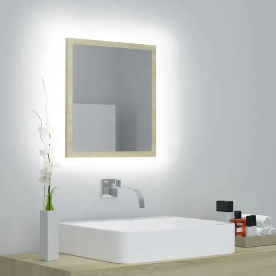 Lustro łazienkowe LED, kolor dąb sonoma, 40x8,5x37 cm, płyta Lumarko! - Hurtownia wielobranżowa Lumarko Oferta