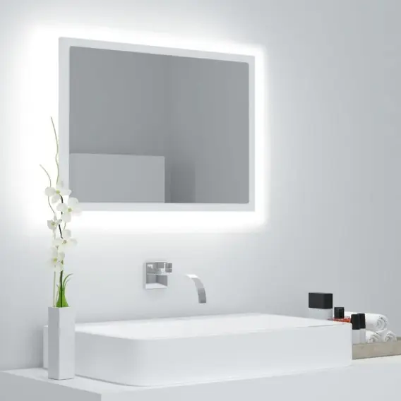 Lustro łazienkowe z LED, białe, 60x8,5x37 cm, płyta wiórowa Lumarko! - Hurtownia wielobranżowa Lumarko Ostatnia szansa