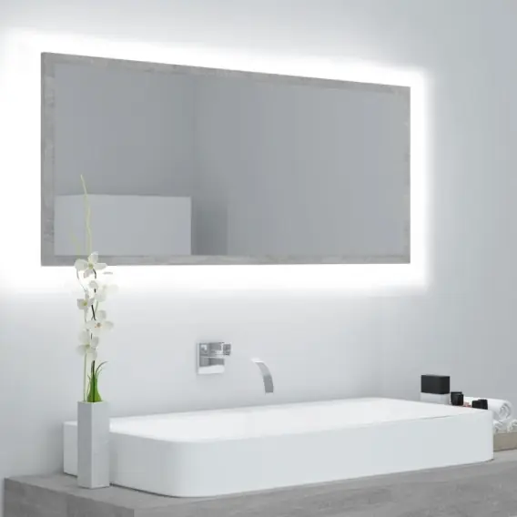 Wysoka jakość Lustro łazienkowe z LED, szarość betonu, 100x8,5x37 cm, płyta Lumarko! - Hurtownia wielobranżowa Lumarko