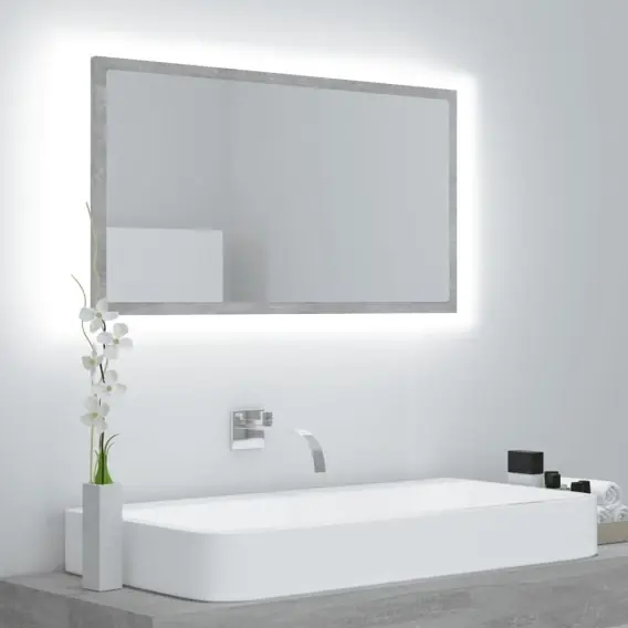 Lustro łazienkowe z LED, szarość betonu, 80x8,5x37 cm, płyta Lumarko! - Hurtownia wielobranżowa Lumarko Szybka wysyłka