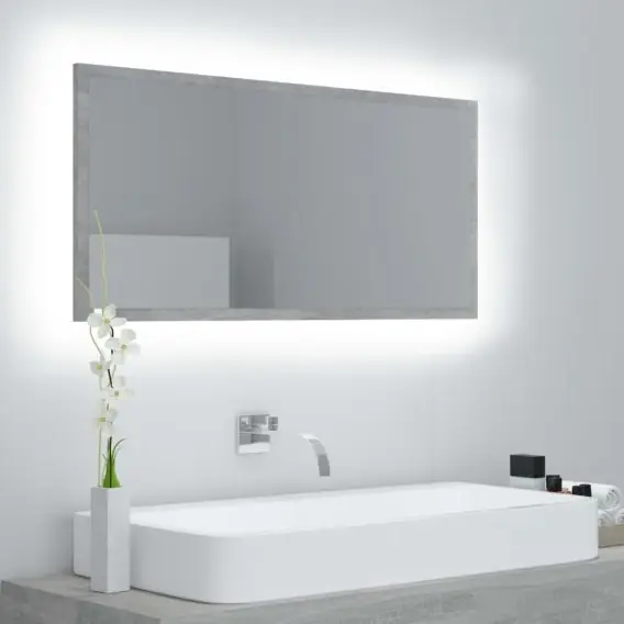 Tylko do końca tygodnia Lustro łazienkowe z LED, szarość betonu, 90x8,5x37 cm, płyta Lumarko! - Hurtownia wielobranżowa Lumarko
