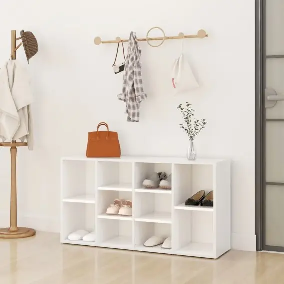 Sprawdź teraz Ławka z miejscem na buty, biała, 103x30x54,5 cm, płyta wiórowa Lumarko! - Hurtownia wielobranżowa Lumarko