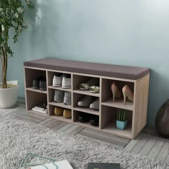 Ławka z półką na buty, 10 przegródek, kolor dębu Lumarko! - Hurtownia wielobranżowa Lumarko Kup teraz