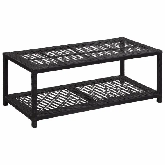 Rabat Ławka z półką na buty, czarna, 80x40x30 cm, polirattan Lumarko! - Hurtownia wielobranżowa Lumarko