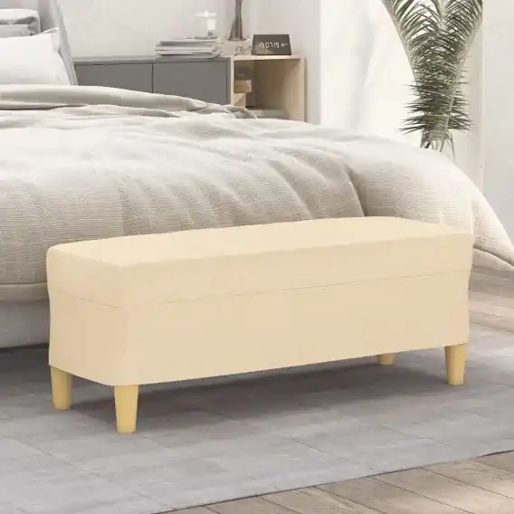 Ławka, kremowa, 100x35x41 cm, tapicerowana tkaniną Lumarko! - Hurtownia wielobranżowa Lumarko Obniżka ceny