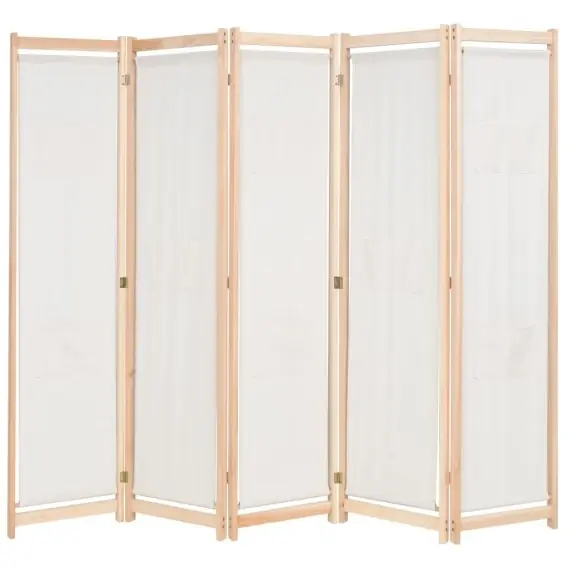 Wysoka jakość Parawan 5-panelowy, kremowy, 200 x 170 x 4 cm, tkanina Lumarko! - Hurtownia wielobranżowa Lumarko