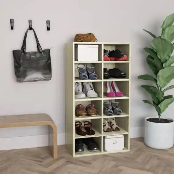 Półka na buty, dąb sonoma, 54x34x100 cm Lumarko! - Hurtownia wielobranżowa Lumarko Taniej