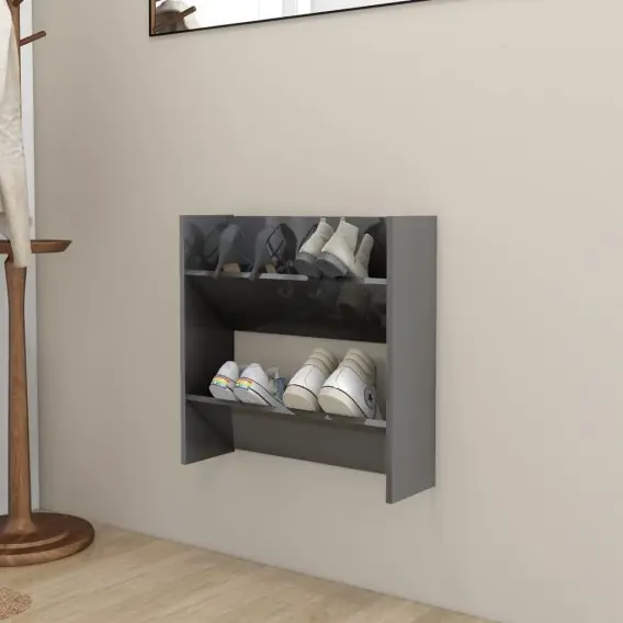 Półka ścienna na buty, szara z połyskiem, 60x18x60 cm, płyta Lumarko! - Hurtownia wielobranżowa Lumarko Nie przegap