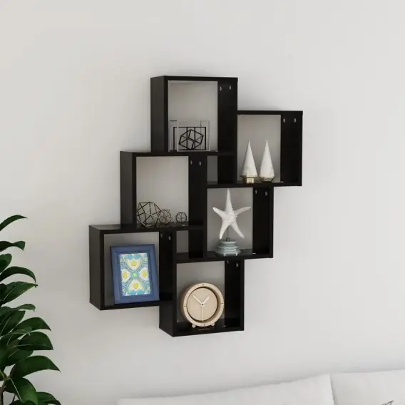 Obniżka ceny Półka ścienna w formie kostek, czarna, 78x15x93 cm, płyta Lumarko! - Hurtownia wielobranżowa Lumarko