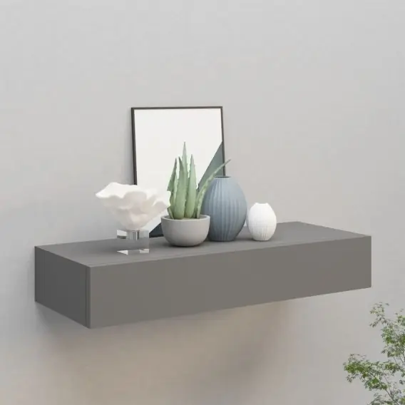 Półka ścienna z szufladą, szara, 60 x 23,5 x 10 cm, MDF Lumarko! - Hurtownia wielobranżowa Lumarko Nie przegap