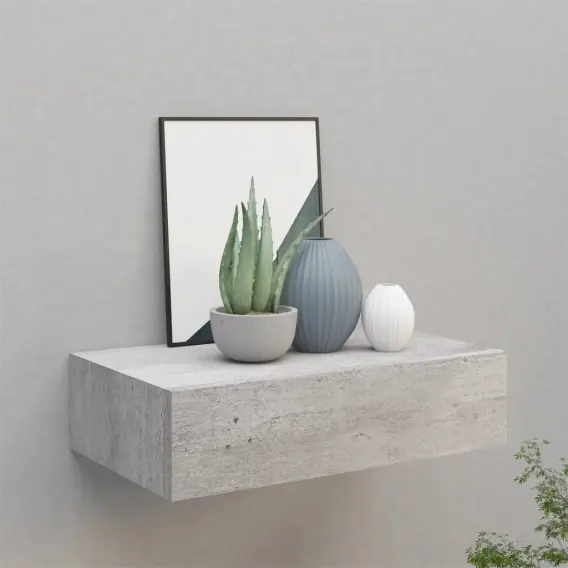 Łatwy zwrot Półka ścienna z szufladą, szarość betonu, 40x23,5x10 cm, MDF Lumarko! - Hurtownia wielobranżowa Lumarko