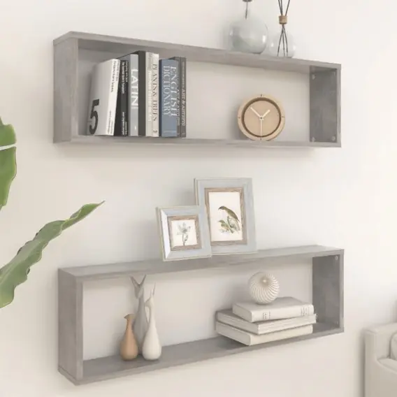 Zamów dziś Półki ścienne kostki, 2 szt., szarość betonu, 100x15x30 cm Lumarko! - Hurtownia wielobranżowa Lumarko