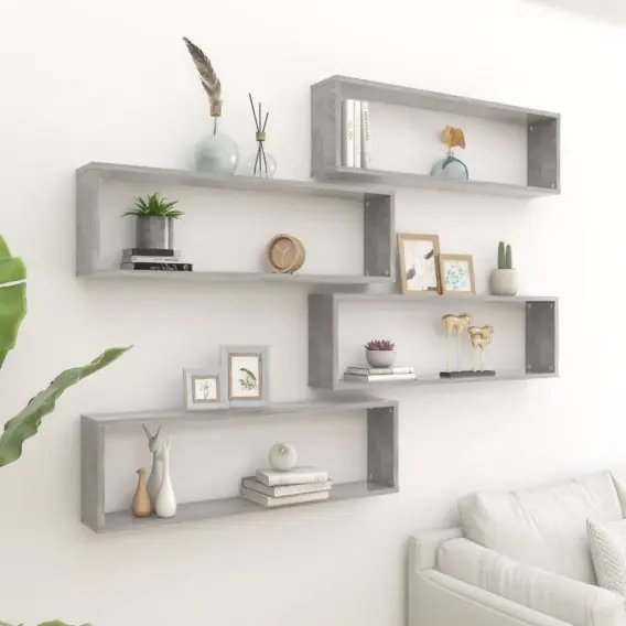 Dodaj do koszyka Półki ścienne kostki, 4 szt., szarość betonu, 100x15x30 cm Lumarko! - Hurtownia wielobranżowa Lumarko