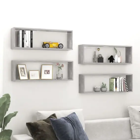 Półki ścienne kostki, 4 szt., szarość betonu, 80x15x26,5 cm Lumarko! - Hurtownia wielobranżowa Lumarko Do wyczerpania zapasów