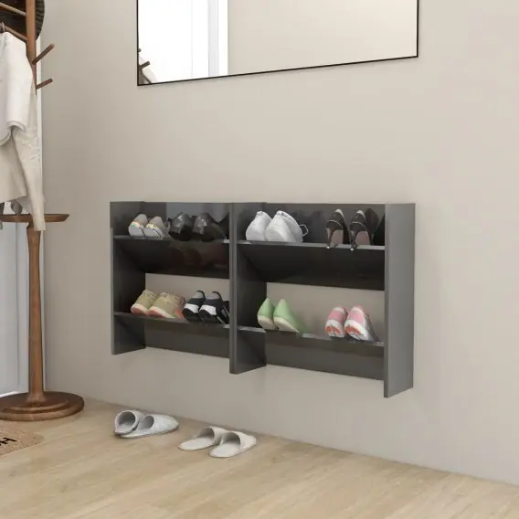 Dostępne od ręki Półki ścienne na buty, 2 szt., szare z połyskiem, 60x18x60 cm Lumarko! - Hurtownia wielobranżowa Lumarko