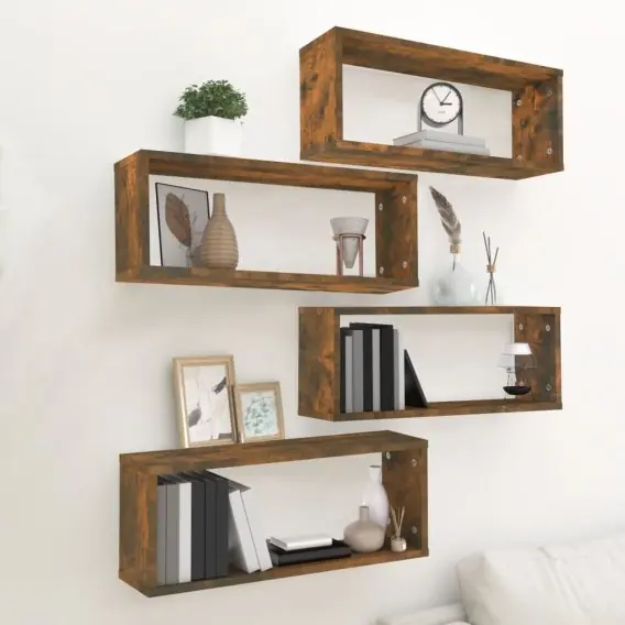 Zamów dziś Półki ścienne, 4 szt., przydymiony dąb, 60x15x23 cm Lumarko! - Hurtownia wielobranżowa Lumarko