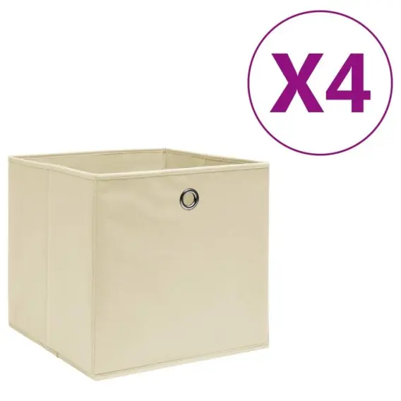 Pudełka z włókniny, 4 szt. 28x28x28 cm, kremowe Lumarko! - Hurtownia wielobranżowa Lumarko Wyjątkowa oferta