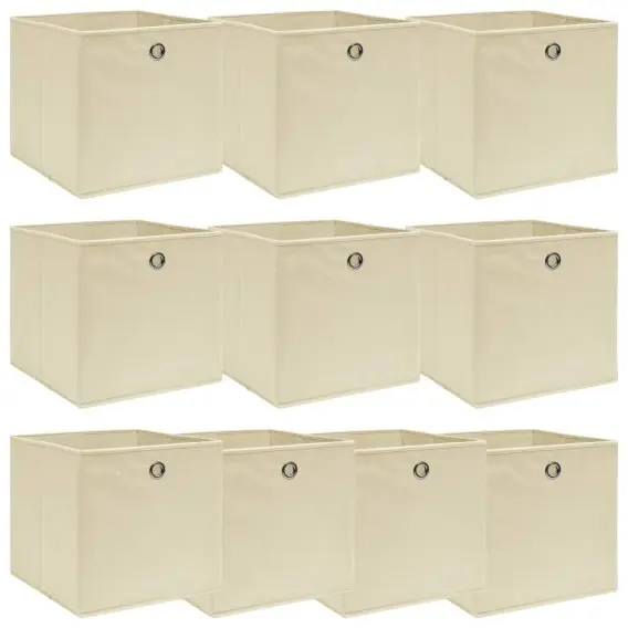 Pudełka, 10 szt., kremowe, 32x32x32 cm, tkanina Lumarko! - Hurtownia wielobranżowa Lumarko Popularny