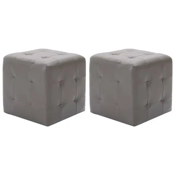 Kup online Pufy, 2 szt., szare, 30 x 30 x 30 cm, sztuczna skóra Lumarko! - Hurtownia wielobranżowa Lumarko