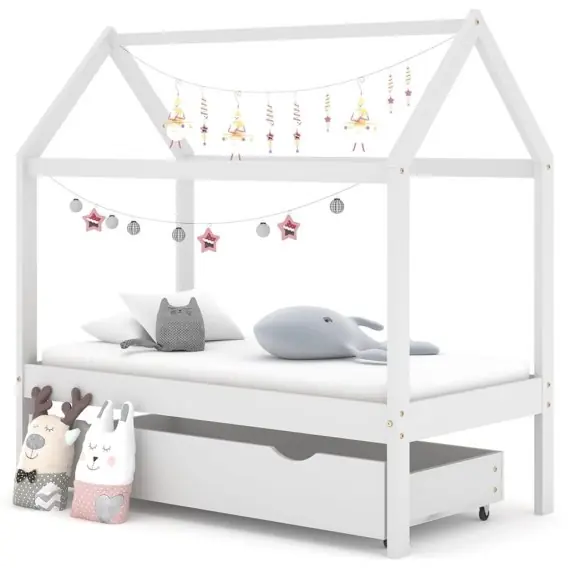 Rama łóżka dziecięcego z szufladą, biała, sosnowa, 70x140 cm Lumarko! - Hurtownia wielobranżowa Lumarko Dostępne od ręki