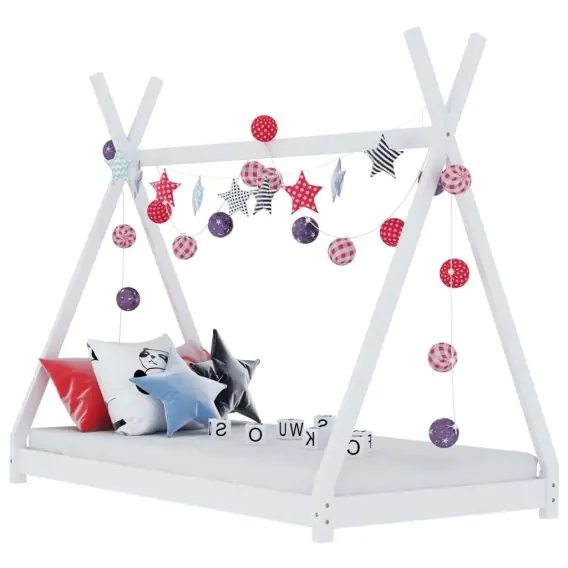Oferta limitowana Rama łóżka dziecięcego, biała, lite drewno sosnowe, 80 x 160 cm Lumarko! - Hurtownia wielobranżowa Lumarko