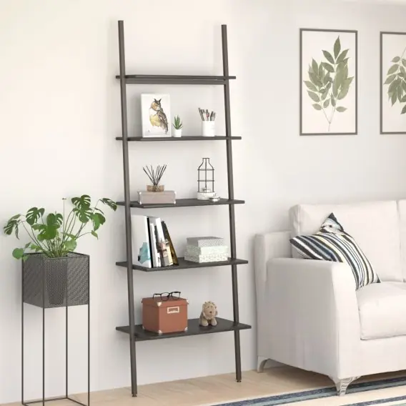 Tylko dziś Regał drabina z 5 półkami, czarny, 64x34x185,5 cm Lumarko! - Hurtownia wielobranżowa Lumarko