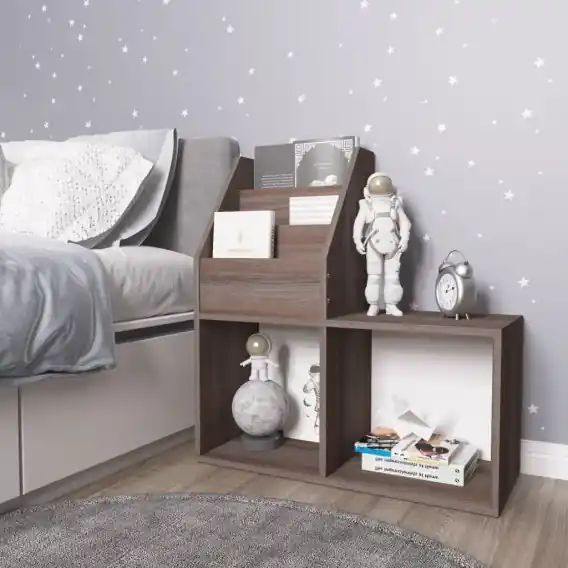 Bestseller Regał na czasopisma dla dzieci, szary/dąb sonoma, 71x30x78,5 cm Lumarko! - Hurtownia wielobranżowa Lumarko