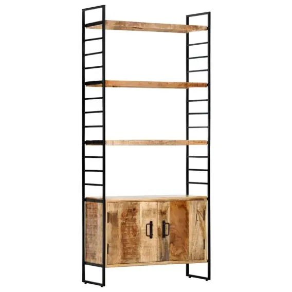 Regał na książki, 4 poziomy, 80x30x180 cm, surowe drewno mango Lumarko! - Hurtownia wielobranżowa Lumarko Zamów dziś