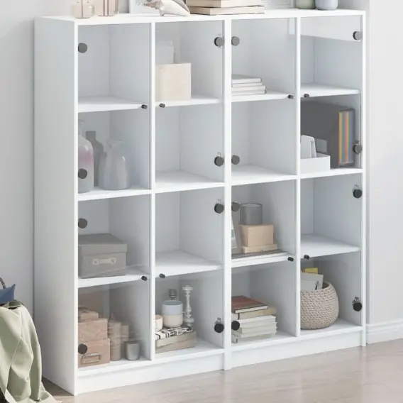 Biblioteczka z drzwiczkami, biała, 136x37x142 cm Lumarko! - Hurtownia wielobranżowa Lumarko Najlepsza cena